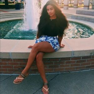 Blue Flowy Shorts Forever 21